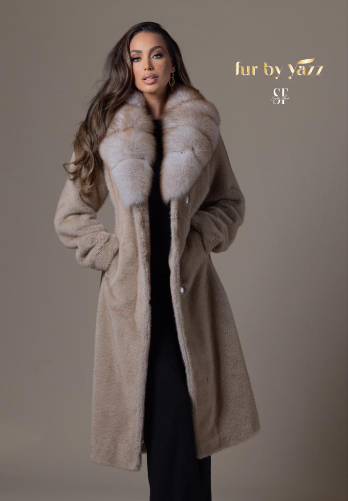 Fur Casual Coat Long Beige - Fur By Yazz - furbyyazz.com